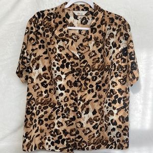Vintage Cheetah Print Blouse Fashion Attitudes Size 14